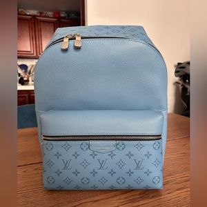 Louis Vuitton Taigarama Discovery Backpack (Rare PM Monogram Lagoon Blue)